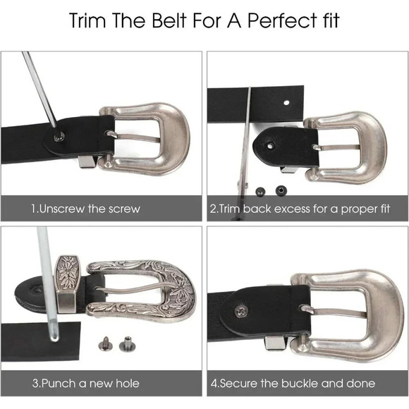 ❤️Women Black Vintage  Western Design Ladies Waist Belt for Pants Jeans Dresses - Picture 6 of 6